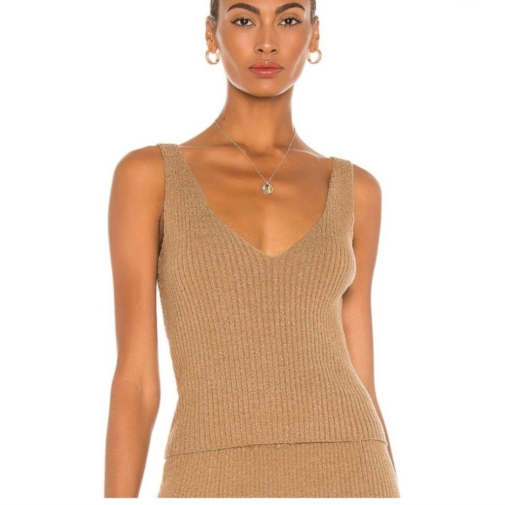 Lovers + Friends Catalina Ribbed Tank Top Tan Women's Size Medium